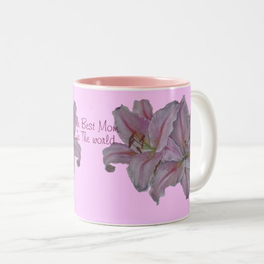 お母さんピンクのユリの花のためのフローラ ツートーンマグカップ (正面右)