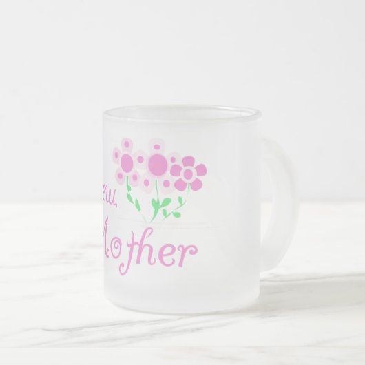 お母さんピンクの花Tシャツとギフト フロストグラスマグカップ (正面右)