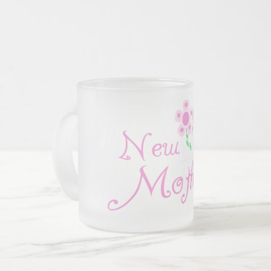 お母さんピンクの花Tシャツとギフト フロストグラスマグカップ (正面左)