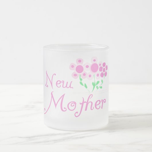 お母さんピンクの花Tシャツとギフト フロストグラスマグカップ (中央)