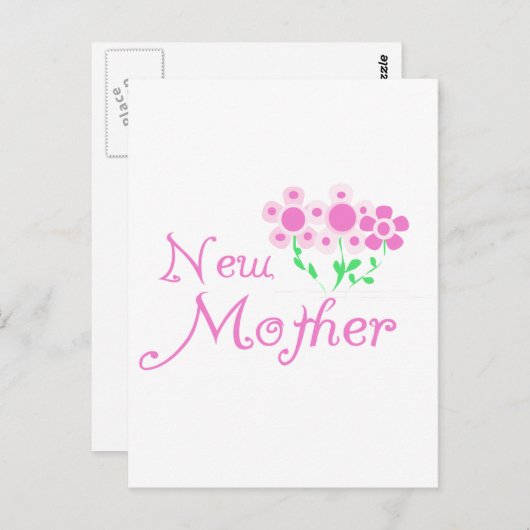 お母さんピンクの花Tシャツとギフト ポストカード (正面/裏面)