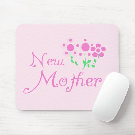 お母さんピンクの花Tシャツとギフト マウスパッド (マウス)
