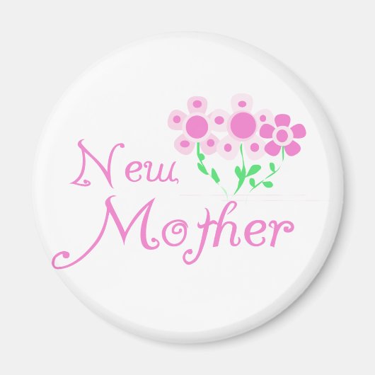 お母さんピンクの花Tシャツとギフト マグネット (正面)