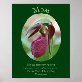 お母さんピンクレディスリッパ大好きパーソナライズされた ポスター (正面)