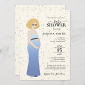 お母さんブルーのドレスシャワー 招待状 (正面/裏面)