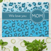 お母さんブルーヒョウ柄のキッチンタオル大好き キッチンタオル (折り畳み)