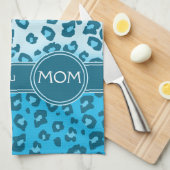 お母さんブルーヒョウ柄のキッチンタオル大好き キッチンタオル (四つ折り)