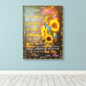 お母さんプレゼントお嬢さん毛布ひまわり キャンバスプリント (インサイチュ (ウッドフロア))
