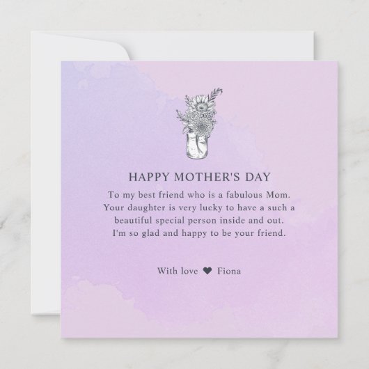 お母さんワイルドフラワーズメイソン瓶を選ぶわ シーズンカード (裏面)