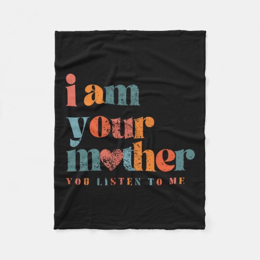 お母さんヴィンテージ聞よ母 フリースブランケット (正面)