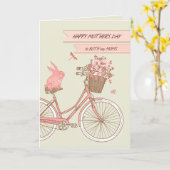 お母さん二人への母の日プレゼントの花と自転車デザイン カード (黄色い花)