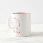 お母さん今日は絶品おもしろいの母親だ ツートーンマグカップ (正面左)