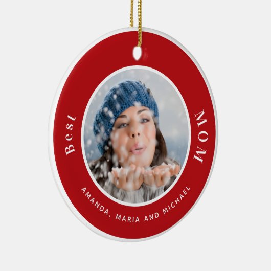 お母さん写真の赤い白い名前 セラミックオーナメント (右)