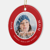 お母さん写真の赤い白い名前 セラミックオーナメント (左)