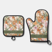 お母さん冬の柑橘系の植物用クリスマスプレゼント 鍋つかみ&鍋敷きセット (正面)