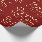 お母さん及びお父さんとして名前をカスタムする|Ourの初めてのクリスマス ラッピングペーパー (角)