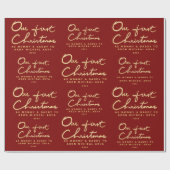 お母さん及びお父さんとして名前をカスタムする|Ourの初めてのクリスマス ラッピングペーパー (フラット)