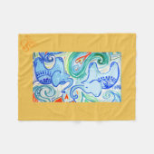 お母さん及びベビーのインドゾウ毛布 フリースブランケット (正面(横))