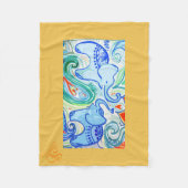 お母さん及びベビーのインドゾウ毛布 フリースブランケット (正面)