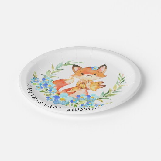 お母さん及びベビーのキツネの男の子のベビーシャワー7"プレート ペーパープレート (アングル)