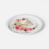 お母さん及びベビーのシカの女の子のベビーシャワー7"プレート ペーパープレート (アングル)