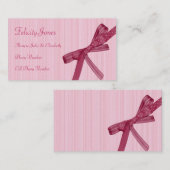 お母さん及び子供の名刺-ピンクのリボン コーリングカード (正面/裏面)