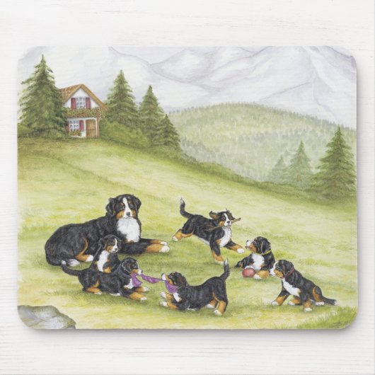 お母さん及び子犬 マウスパッド (正面)