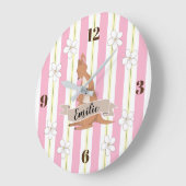 お母さん及び私はカンガルーとの縞で飾ります ラージ壁時計 (傾斜)