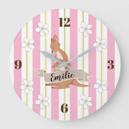 お母さん及び私はカンガルーとの縞で飾ります ラージ壁時計