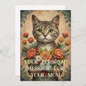 お母さん大好き – お母さんの日猫お花 シーズンカード (正面/裏面)