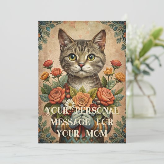 お母さん大好き – お母さんの日猫お花 シーズンカード (スタンド正面)