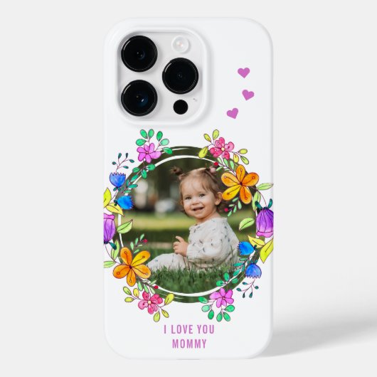 お母さん大好き カラフルな花のフォトギフト モダン Case-Mate iPhoneケース (裏面)