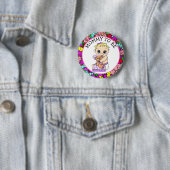 お母さん女の子のシャワー 缶バッジ (インサイチュ)