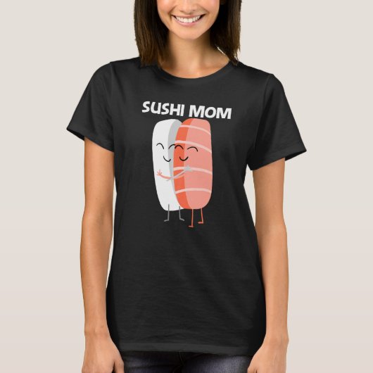 お母さん女性料理食日本のべ物のかわいい寿司 Tシャツ (正面)