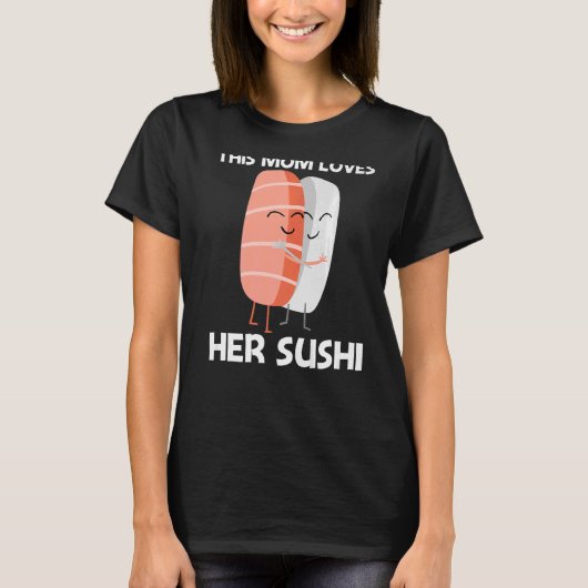 お母さん女性料理食日本のべ物のかわいい寿司 Tシャツ (正面)