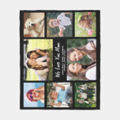 お母さん好きPhoto Collage Black フリースブランケット (正面)