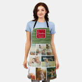 お母さん家族の写真コラージュクリスマス エプロン (着用した状態)
