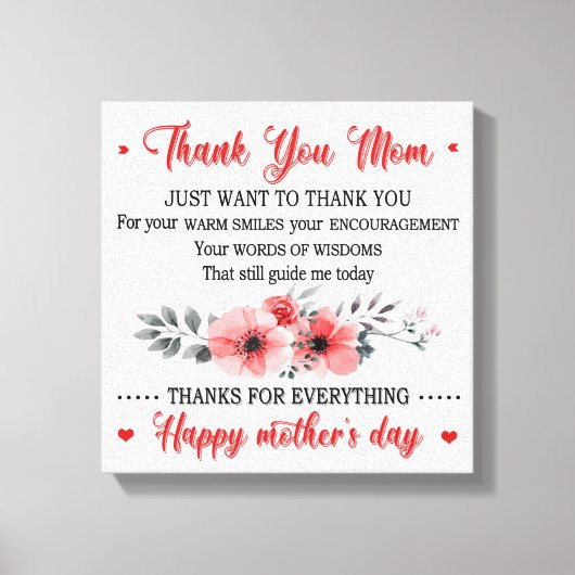 お母さん幸せな母の日 キャンバスプリント (正面)