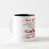 お母さん幸せな母の日 ツートーンマグカップ (正面左)