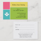 お母さん情報はピンクのティール(緑がかった色)の緑の黄色熱帯Cを梳きます コーリングカード (正面/裏面)