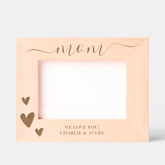 お母さん愛するハートと名前 レーザー彫刻フレーム (正面)