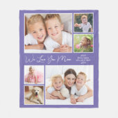 お母さん愛する紫の写真 フリースブランケット (正面)