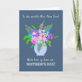 お母さん最高のの日花瓶でお母さん カード (正面)