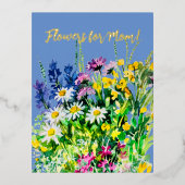 お母さん最高のの花！ 箔シーズンポストカード (正面)