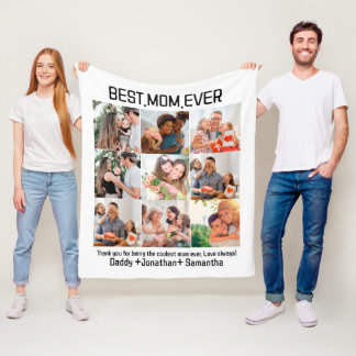 お母さん最高のの贈り物Ever Family Photo Collage フリースブランケット