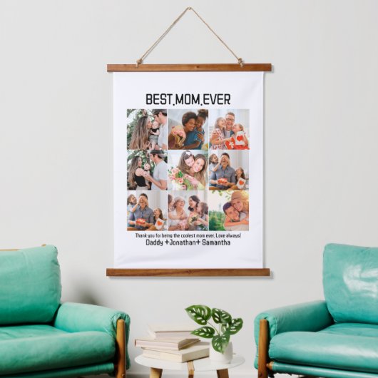 お母さん最高のの贈り物Ever Family Photo Collage 吊り下げ型タペストリー (リビング)