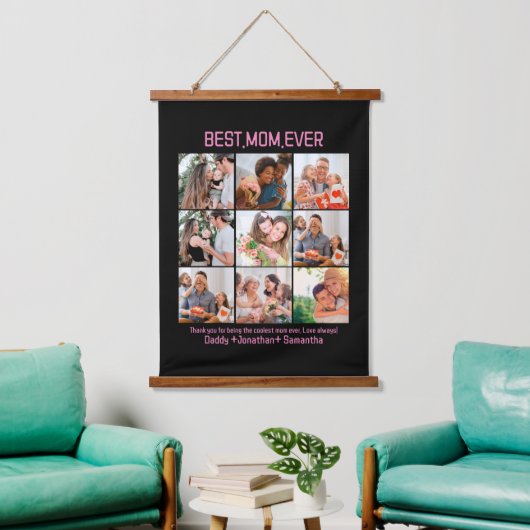 お母さん最高のの贈り物Ever Family Photo Collage 吊り下げ型タペストリー (リビング)