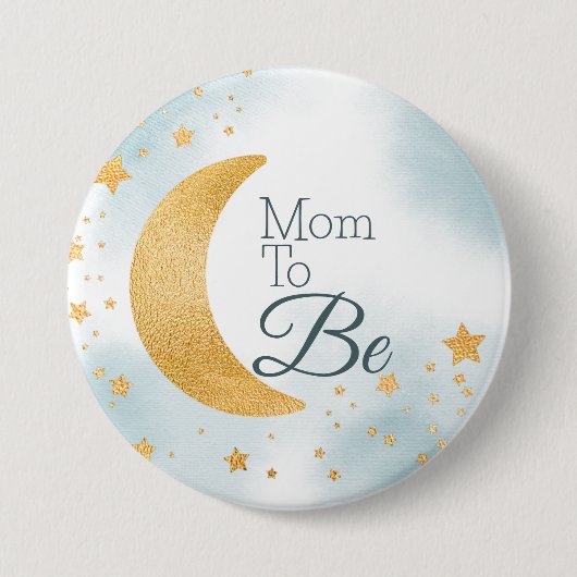 お母さん月の赤ちゃんシャワーの上に青になる 缶バッジ (正面)