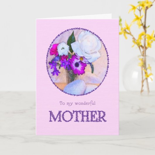 お母さん母さんの日の花絵を描付きカード。 カード (黄色い花)