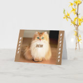 **お母さん祝に言いましょう**目が大きい猫が カード (黄色い花)